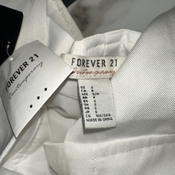 Forever 21 Contemporary Button Front White Midi Apron Style Dress Small - Picture 5 of 5